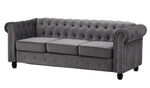 Venice 3-Pc Grey Velvet Tufted Sofa Set