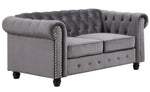 Venice 3-Pc Grey Velvet Tufted Sofa Set