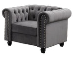 Venice 3-Pc Grey Velvet Tufted Sofa Set