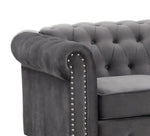 Venice 3-Pc Grey Velvet Tufted Sofa Set