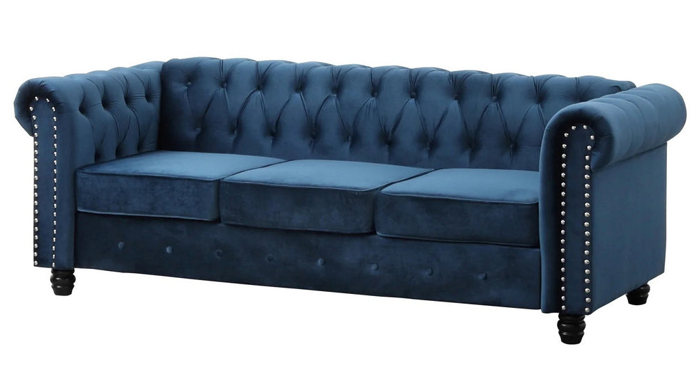 Venice Blue Velvet Tufted Sofa