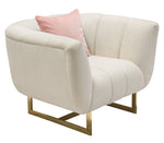 Venus Cream Plush Fabric Channel Tufted Chair