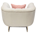 Venus Cream Plush Fabric Channel Tufted Chair