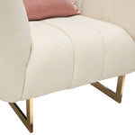 Venus Cream Plush Fabric Channel Tufted Chair