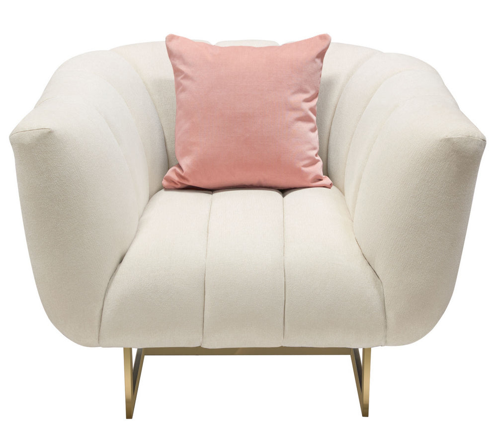 Venus Cream Plush Fabric Channel Tufted Chair