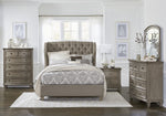 Vermillion Cream Fabric Cal King Bed w/Tufted Headboard