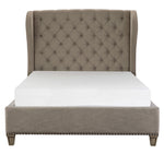 Vermillion Cream Fabric King Bed with Tufted Headboard