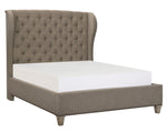 Vermillion Cream Fabric King Bed with Tufted Headboard