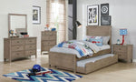 Vevey Warm Gray Wood Full Bed with Trundle