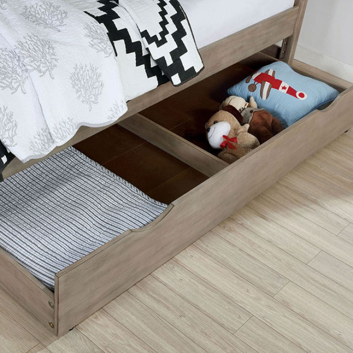 Vevey Warm Gray Wood Twin Bed with Trundle