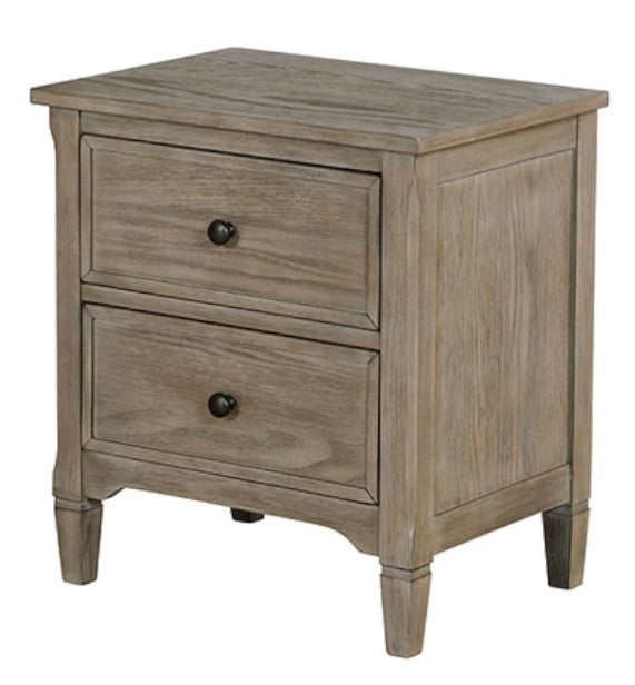 Vevey Wire-Brushed Warm Gray Wood Nightstand