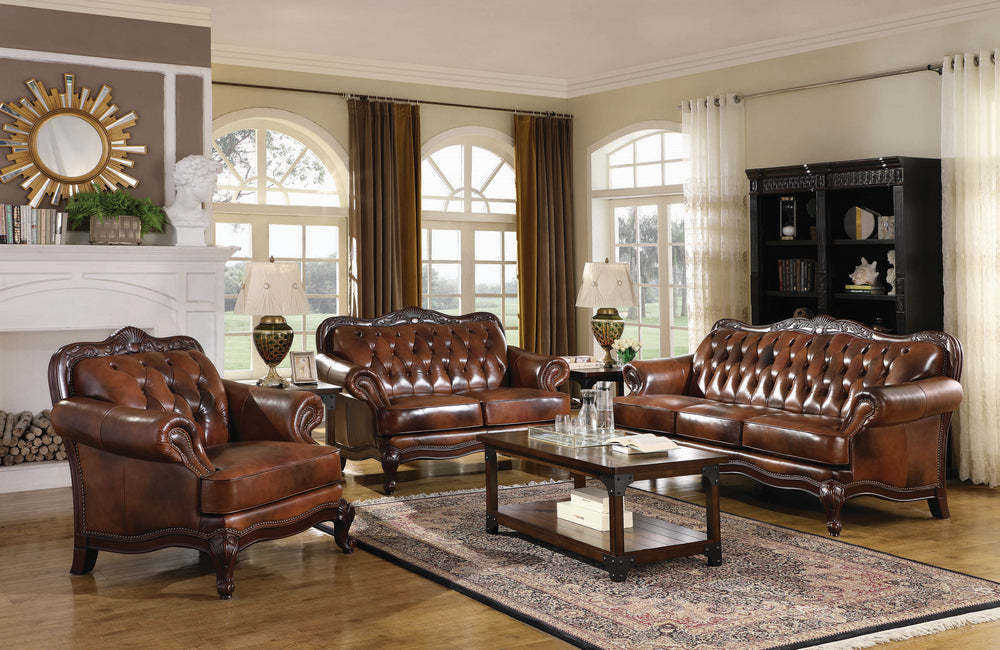 Victoria 3-Pc Tri-Tone Leather Sofa Set