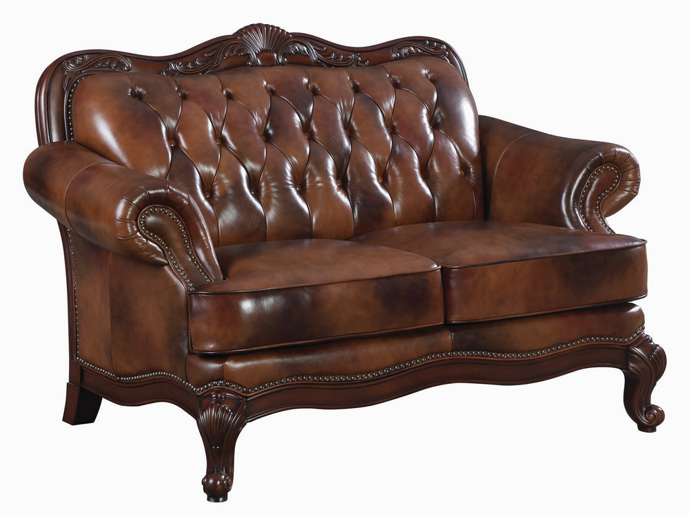 Victoria Tri-Tone Leather Loveseat