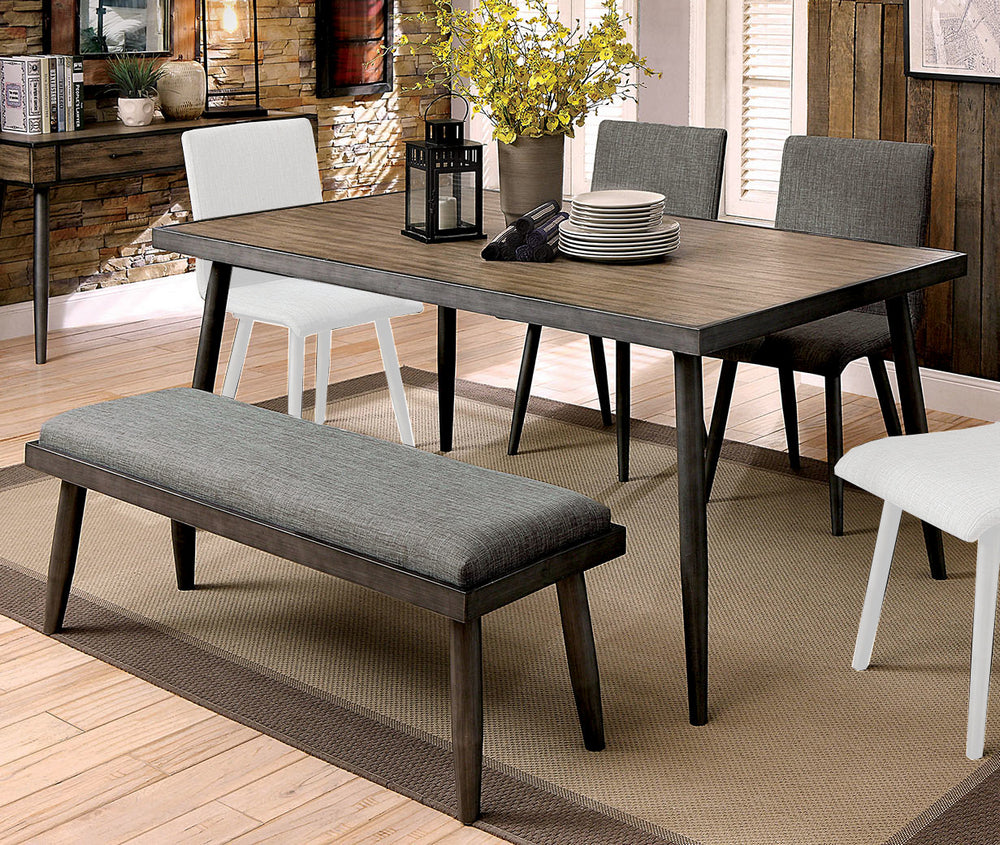 Vilhelm 4-Pc Gray Metal/Brown Wood Dining Table Set