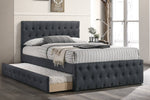 Villie Charcoal Burlap Full Bed with Twin Trundle