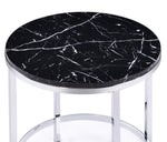 Virlana Black Faux Marble Print Wood/Chrome Metal End Table