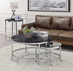 Virlana Black Faux Marble Print Wood/Chrome Metal End Table