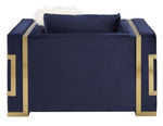 Virrux Blue Velvet Chair with Gold Accents