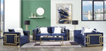 Virrux Blue Velvet Chair with Gold Accents