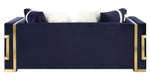 Virrux Blue Velvet Loveseat with Gold Accents