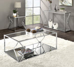 Virtue Clear Glass/Chrome Metal End Table