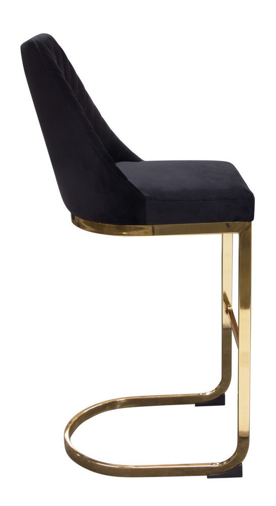 Vogue 2 Black Velvet Fabric/Gold Metal Bar Chairs