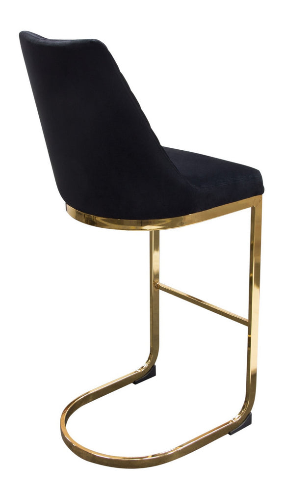 Vogue 2 Black Velvet Fabric/Gold Metal Bar Chairs