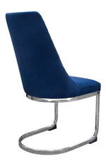 Vogue 2 Blue Velvet/Silver Metal Side Chairs