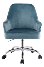 Vorope Blue Velvet/Metal Swivel Office Chair