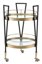 Vries Clear Glass/Black & Gold Metal Serving Cart