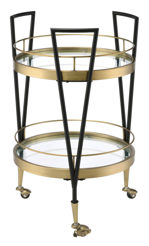 Vries Clear Glass/Black & Gold Metal Serving Cart