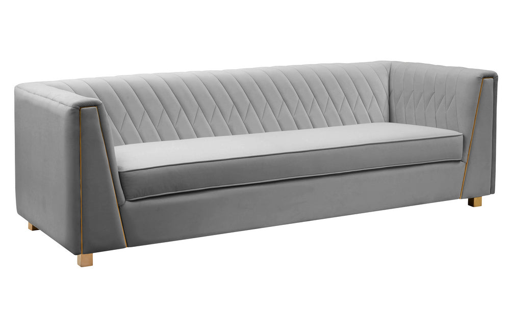 Wafa Modern Light Grey Velvet Sofa