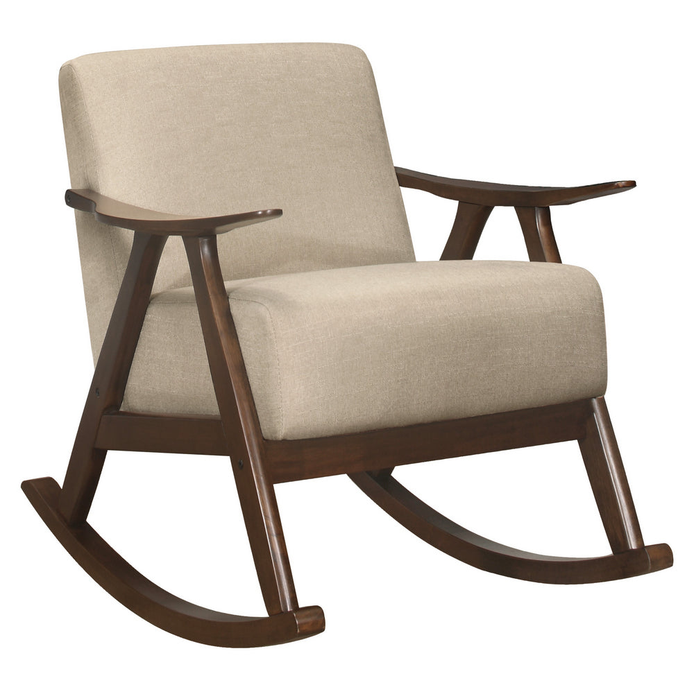 Waithe Light Brown Fabric Rocking Chair