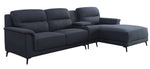 Walcher 3-Pc Gray Linen RAF Sectional Sofa with Console