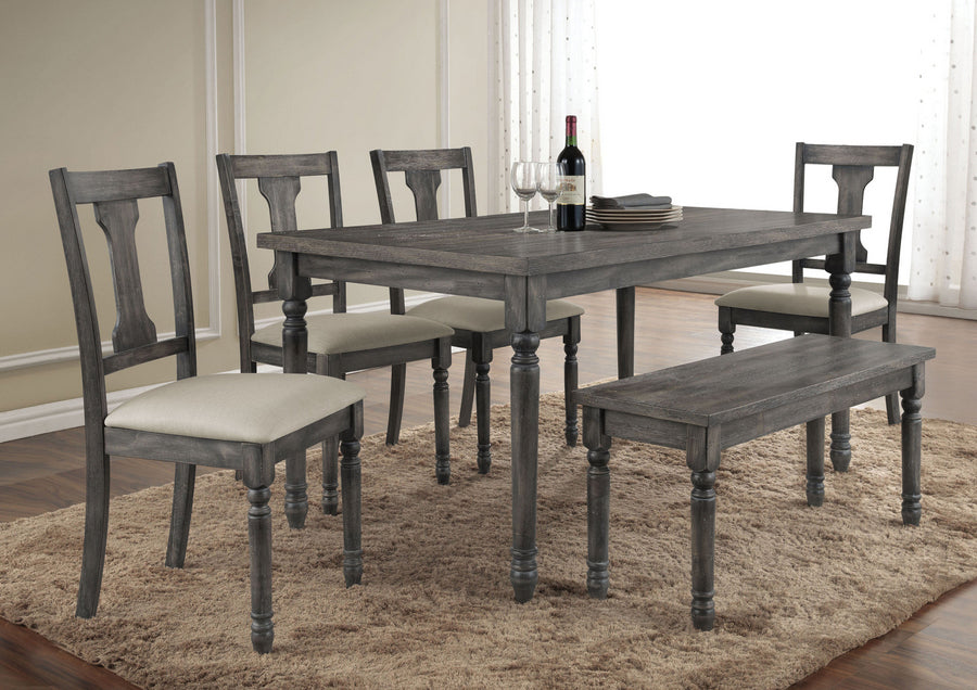 Wallace 6-Pc Weathered Gray Wood Dining Table Set