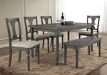 Wallace 6-Pc Weathered Gray Wood Dining Table Set