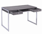 Wallice Weathered Grey Wood/Chrome Metal Writing Desk