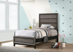 Watson Grey Oak/Black Wood Twin Panel Bed