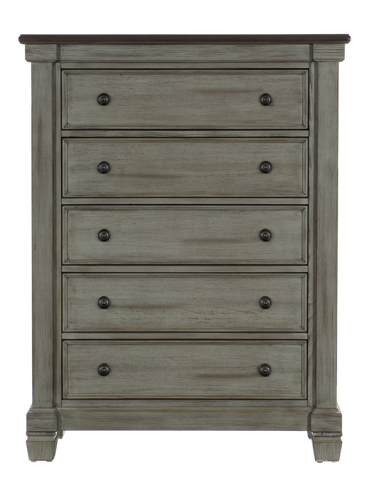 Weaver Coffee/Antique Gray 5-Drawer Wood Chest