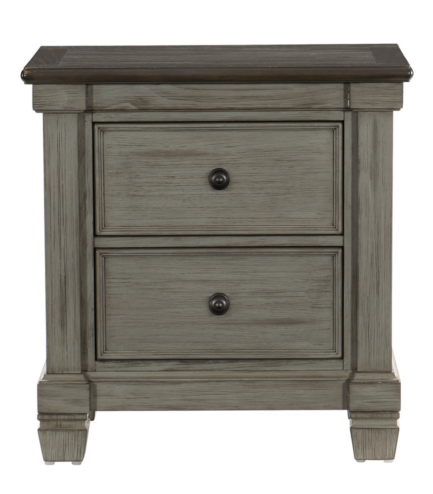 Weaver Coffee/Antique Gray Wood 2-Drawer Nightstand