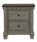 Weaver Coffee/Antique Gray Wood 2-Drawer Nightstand