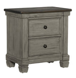 Weaver Coffee/Antique Gray Wood 2-Drawer Nightstand