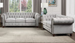 Welwyn 2-Pc Gray Velvet Fabric Sofa Set (Oversized)