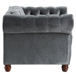 Welwyn Dark Gray Velvet Fabric Tufted Chair