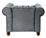 Welwyn Dark Gray Velvet Fabric Tufted Chair