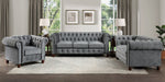 Welwyn Dark Gray Velvet Fabric Tufted Loveseat