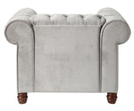 Welwyn Gray Velvet Fabric Tufted Chair