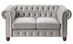 Welwyn Gray Velvet Fabric Tufted Loveseat