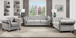 Welwyn Gray Velvet Fabric Tufted Loveseat