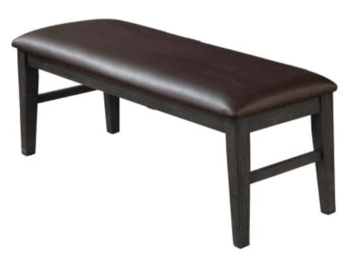 Wendy Rustic Grey Faux Leather Dining Bench